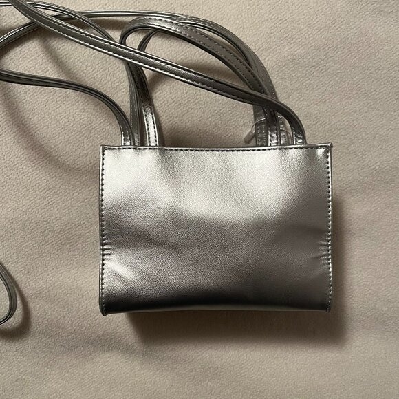 TELFAR Small Crossbody "Shopping Bag" - Metallic Silver - NWT - Picture 3 of 6